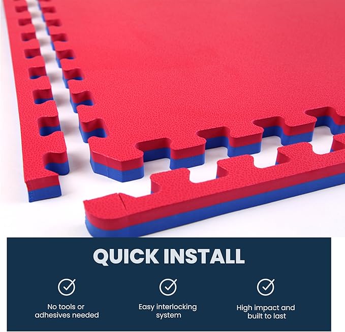 FlooringInc's 1" Thick Foam Tiles, 3'x3' or 2'x2' Reversable Interlocking Tiles, Ideal Yoga Mat, Gymnastics Mat, Workout Mat for MMA and Jiu Jitsu Training