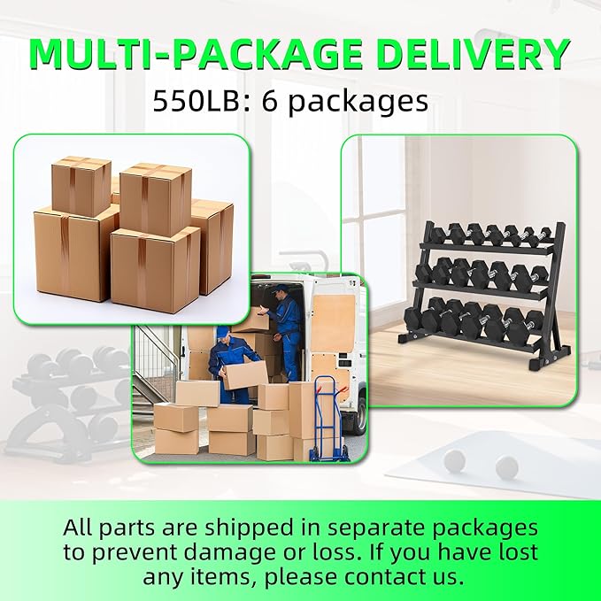 550LB Hex Dumbbell Set with 3-Tier Rack - Complete Home Gym Weight Set 5-50lbs Rubber Coated Cast Iron Dumbbells for Strength Training & Muscle Building