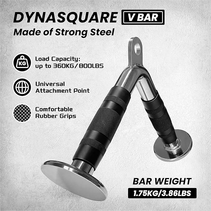 Tricep Press Down Cable Machine Attachment, Heavy Duty Solid Steel Body Training Lat Pulldown Home Gym Accessories, Double D Row Handle, V Bar, Ankle Straps, Tricep Rope, Pull Down Bar