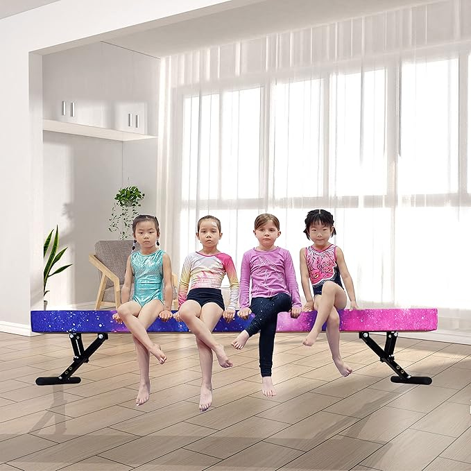 Adjustable Balance Beam for Kids, 8FT Gymnastics Beam with Anti-Slip Legs, High and Low Floor Beam for All Gymnastics Levels, Professional Gymnastic Equipment for Home, Gym Center