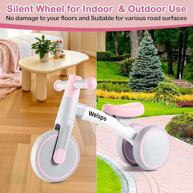 welspo Baby Balance Bikes for 1 Year Old Boys Girls 12-24 Months Kids Toddler First Bicycle Infant Walker Children No Pedal 3 Wheels Mini Bike Riding Toys