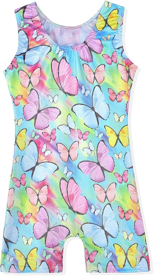 Leotards for Girls Gymnastics Toddler Dance Biketards Mermaid Unicorn Athletic Dance Wear Shiny Rainbow Blue Hotpink