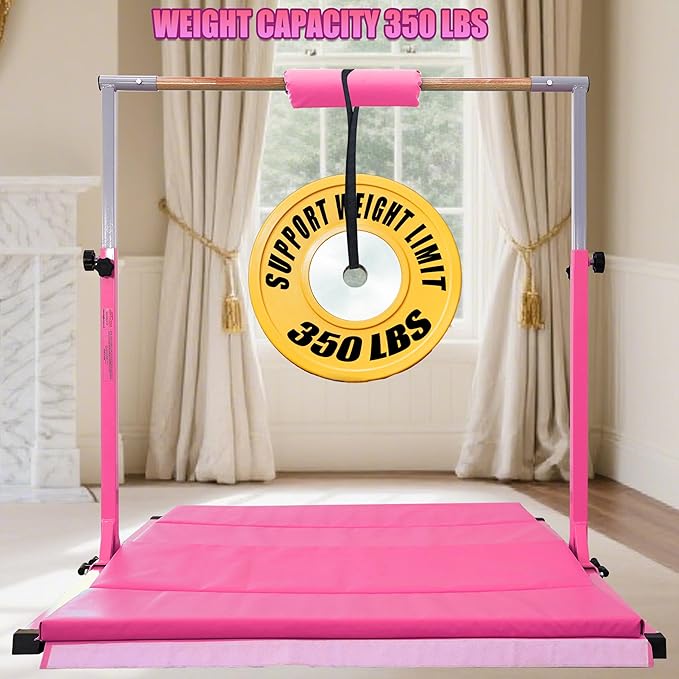 Foldable Gymnastic Bar for Kids Ages 3-20,5FT/6FT Horizontal Bar Base Length,Height Adjustable Kids Training Bar for Gymnastics,Gymnastics Equipment for Home Clubs