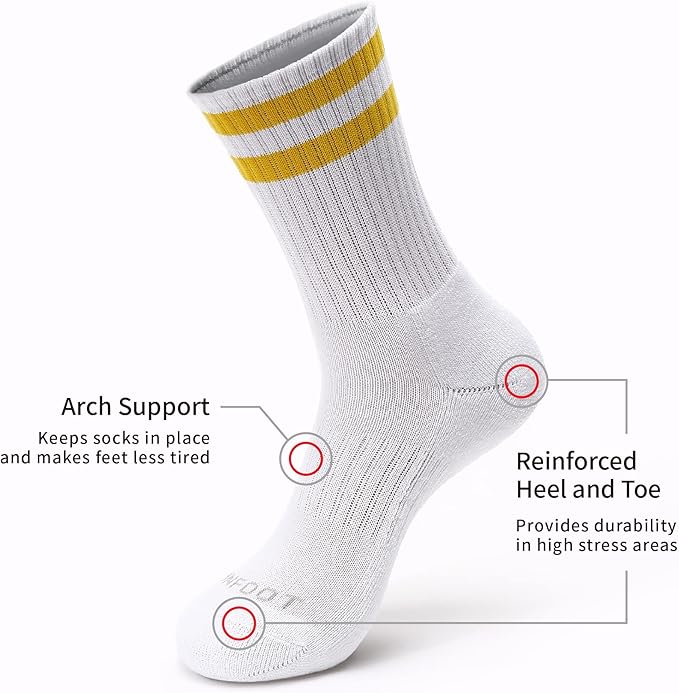 MONFOOT Women's and Men's 3-8 Pairs Athletic Cushion Crew Socks Multi