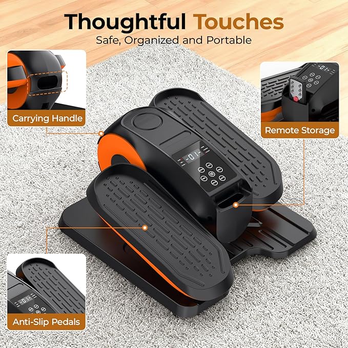 Under Desk Elliptical Machine - Electric Elliptical Leg Exerciser, Pedal Exerciser for Seniors,12 Speeds, Portable Seated Pedal Exerciser with Remote Control, Whisper-Quiet Exercise Equipment