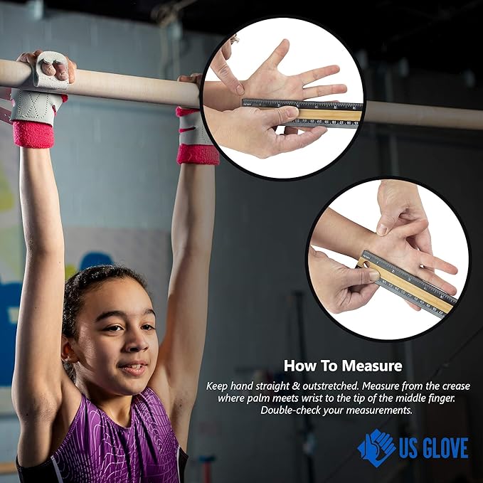 US Glove Integrity Women RKO Uneven Bar Grips - Women's Gymnastics Leather Grips for Vault & Weightlifting - Made in USA