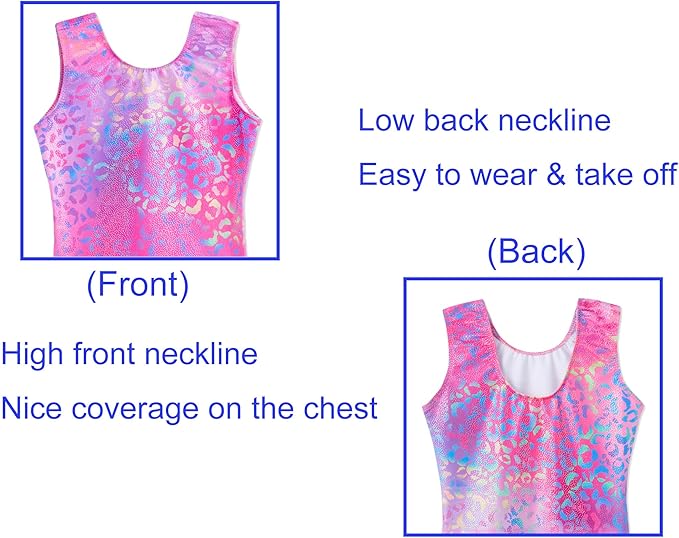 Domusgo Gymnastics Leotards for Girls Sparkly One-Piece Pro Kids Unitard Biketards with Shorts