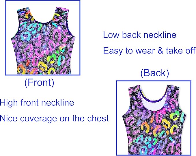 Domusgo Gymnastics Leotards for Girls Sparkly One-Piece Pro Kids Unitard Biketards with Shorts