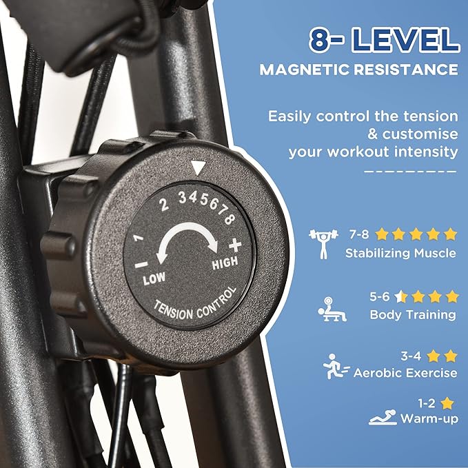 Soozier Folding Exercise Bike, 3-in-1 Recumbent Exercise Bike, Upright Workout Bike with Pulse Sensor, Arm Resistance Bands, Adjustable Seat, 8-Level Magnetic Resistance