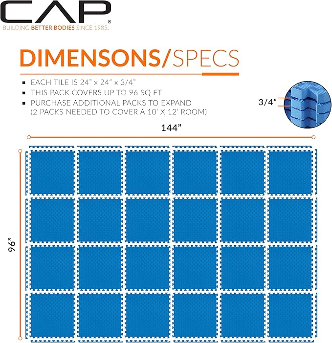 CAP Barbell Interlocking EVA Foam Exercise Puzzle Mat Home Gym Flooring | Multiple Options
