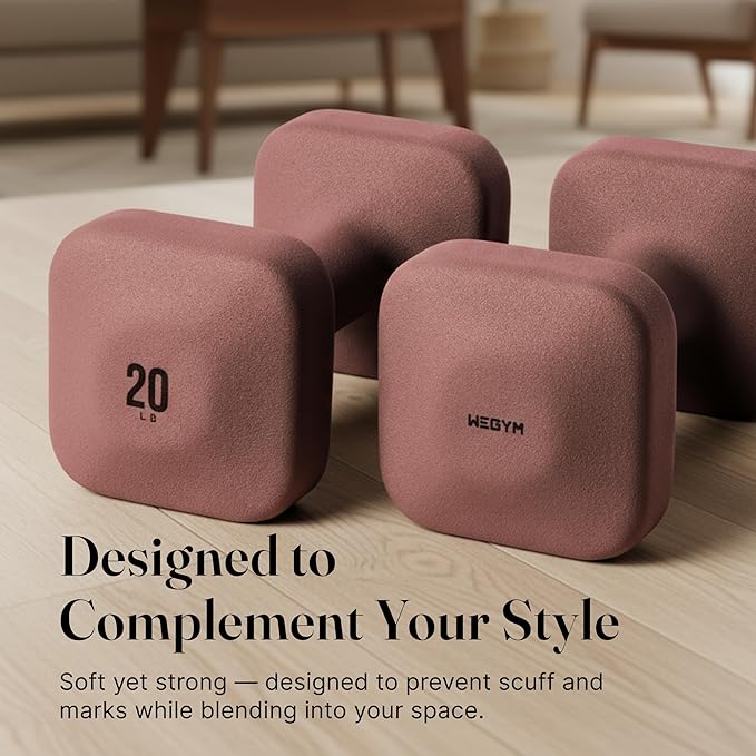 WeGym SafeGrip Square Dumbbells with Anti Slip Handles, Aesthetic Free Weights for Home Workouts, Stable Design Prevents Rolling during Floor Exercises