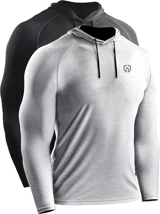 NELEUS Men's Dry Fit Athletic Shirt Workout Running Long Sleeve Shirts with Hoods