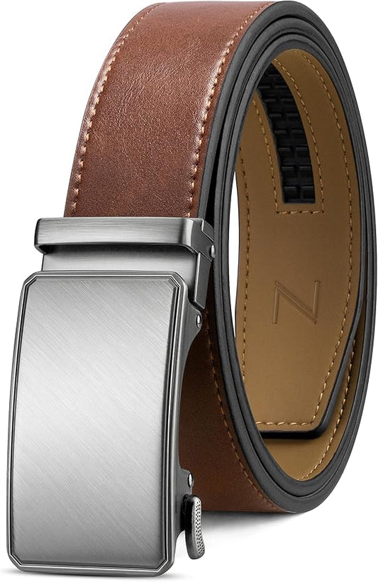Zitahli Belt Men, Ratchet Belt Dress with 1 3/8" Premium Leather,Slide Belt with Easier Adjustable Automatic Buckle
