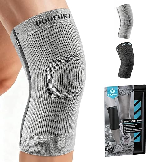 DOUFURT Knee Brace for Women & Men Knee Compression Sleeve Meniscus Tear, Patella Stabilizer knee support for knee Pain, ACL, MCL, Arthritis, Running