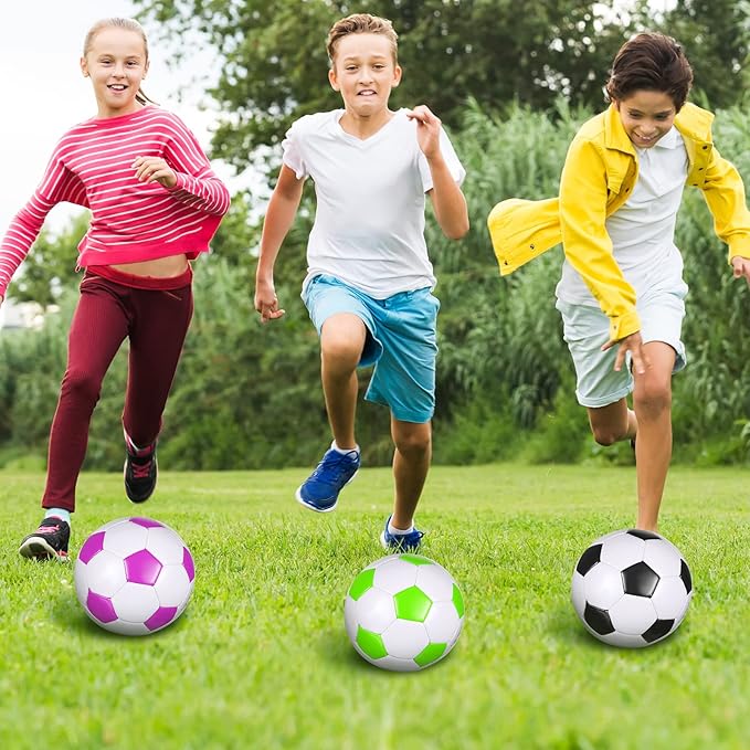 Deekin 6 Pcs Soccer Ball Bulk with Pump Teamwork Outdoor Sport Game Training Soccer Ball Bulk for School Sport Teen Adult Child