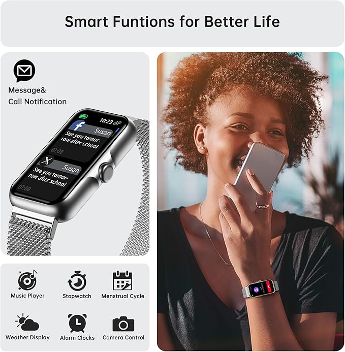 Health Fitness Tracker, Smart Watch with 24/7 Heart Rate and Blood Oxygen Monitor, Sleep Tracker with IP68 Waterproof, Activity Tracker Pedometer Step Counter for Women Men (Silver Gray)