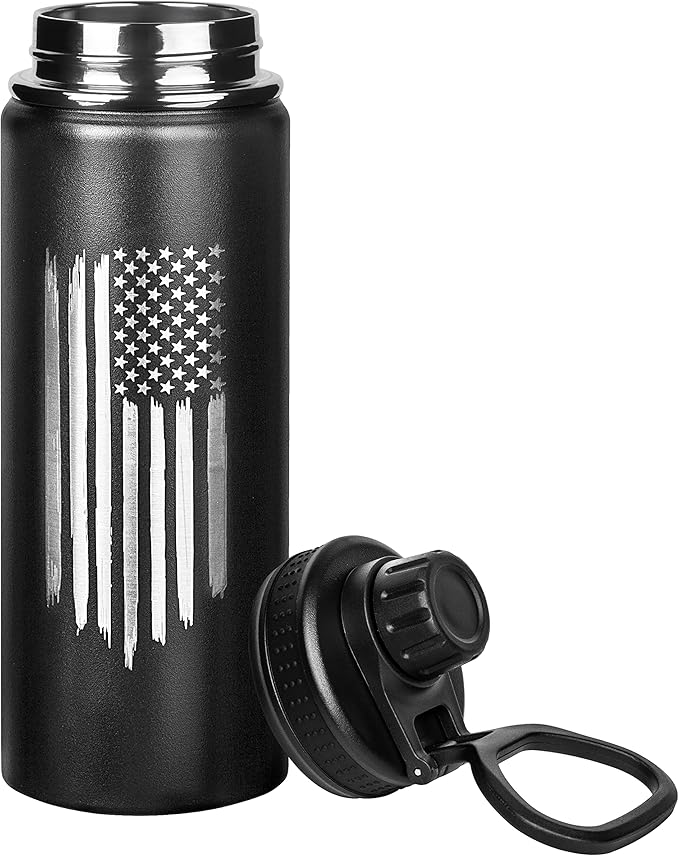 American Flag 20oz Sports Water Bottle | Insulated Metal | Stainless Steel | Outdoor Sports, Hiking - USA Flag 20oz Bottle