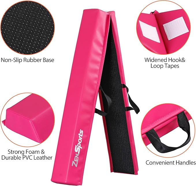 ZENY 6ft Folding Gymnastics Balance Beam Foam Floor Balance Beam Bar with Anti-Slip Base Walking Beams Home Gymnastics Equipment for Kids Adults