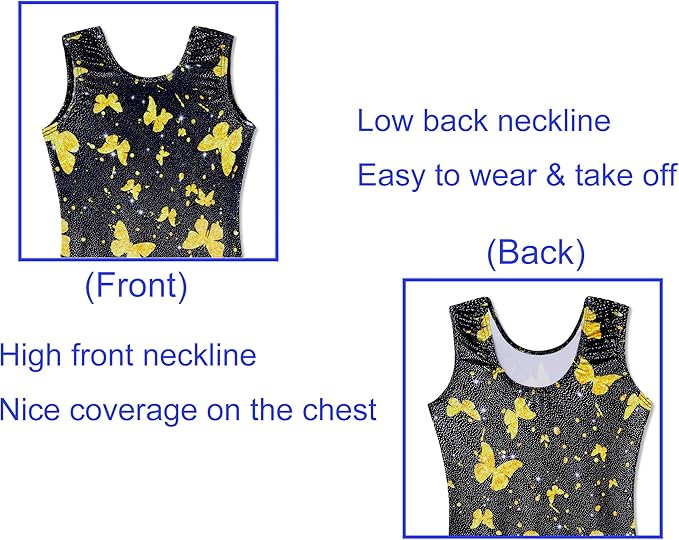 Domusgo Gymnastics Leotards for Girls Sparkly One-Piece Pro Kids Unitard Biketards with Shorts