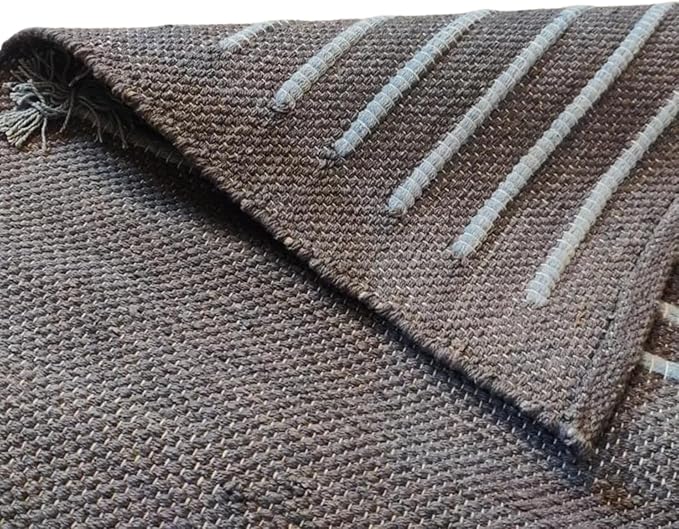 Indian Handmade100 % Organic Anti Skid Multi Colour Cotton Yoga Mat - Eco-Friendly Hand-Woven Rug - Non-Slip & Thick (24”x72”x5mm) for Hot yoga & Everyday Fitness at Home - Comfortable & Foldable Extra-Long Mat