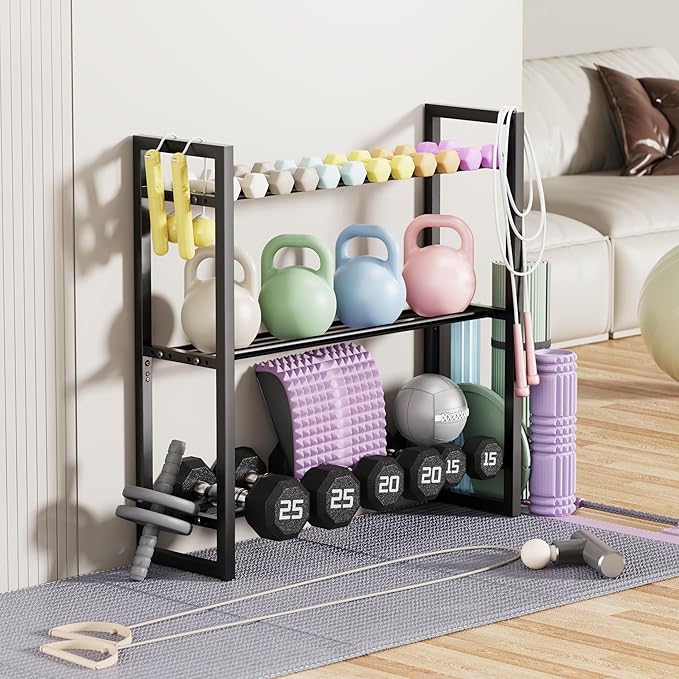 Pickpiff 3 Tier Dumbbell Rack Weight Rack Stand Only for Home Gym Storage Organizing Dumbbells Up to 390 lb Capacity