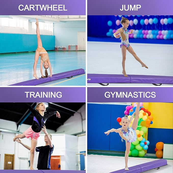 ZENY 6ft Folding Gymnastics Balance Beam Foam Floor Balance Beam Bar with Anti-Slip Base Walking Beams Home Gymnastics Equipment for Kids Adults