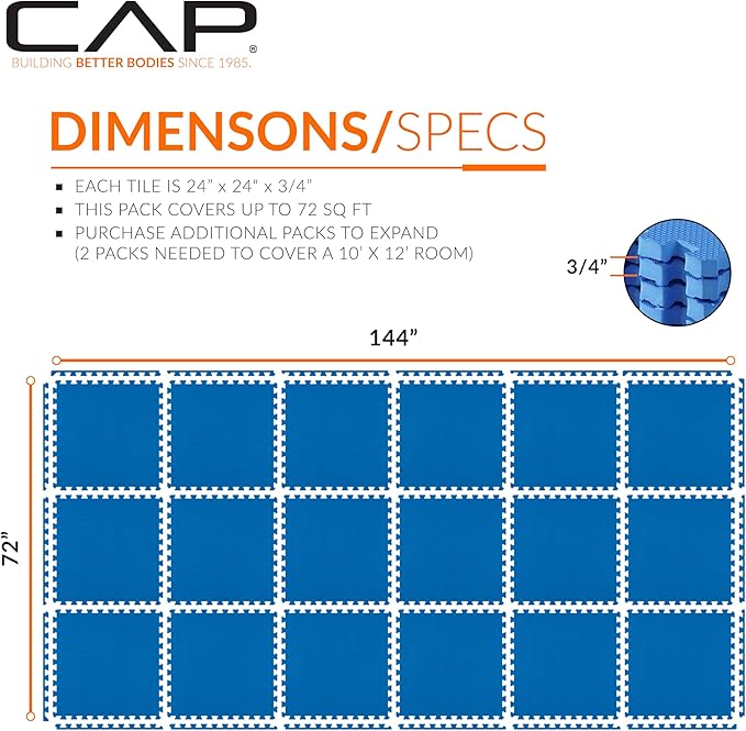 CAP Barbell Interlocking EVA Foam Exercise Puzzle Mat Home Gym Flooring | Multiple Options