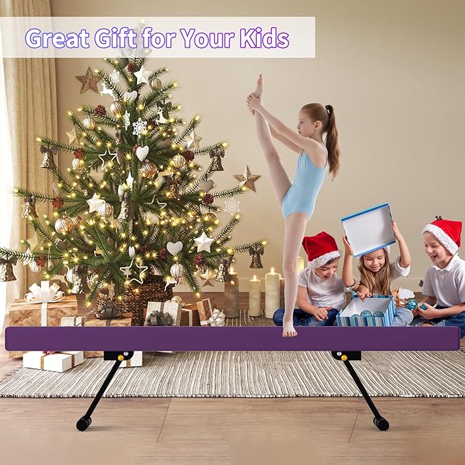 EL&IT·Wings 6ft/8ft Gymnastic Balance Beam, Adjustable High and Low Level Floor Beam - Highly Stable - Gym Practice Training Equipment for Kids Children Girls Home