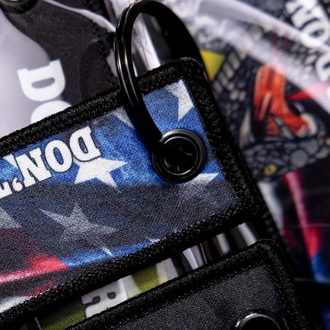 Patriotic Jet Tag Key Tag for attachment to keys, bags, Luggage and more. Made of Nylon Set of 2