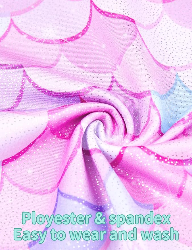 Nymphperi 2 Packs Gymnastics Leotard for Girls Sparkle Biketards with Shorts Kids Sleeveless Unitard One-Piece Dancewear