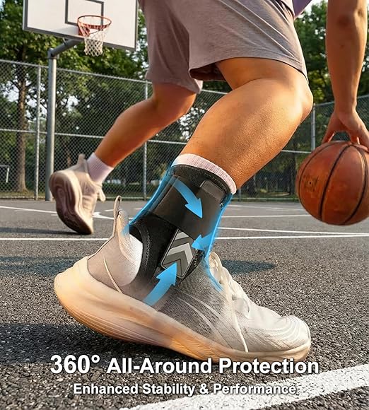 Quick Lace Ankle Brace with Custom Moldable Side Stabilizer Pads, Slim-Fit Adjustable Ankle Support for Men & Women, Ankle Stabilizer for Sprains, Injury Recovery, Running & Sports, S