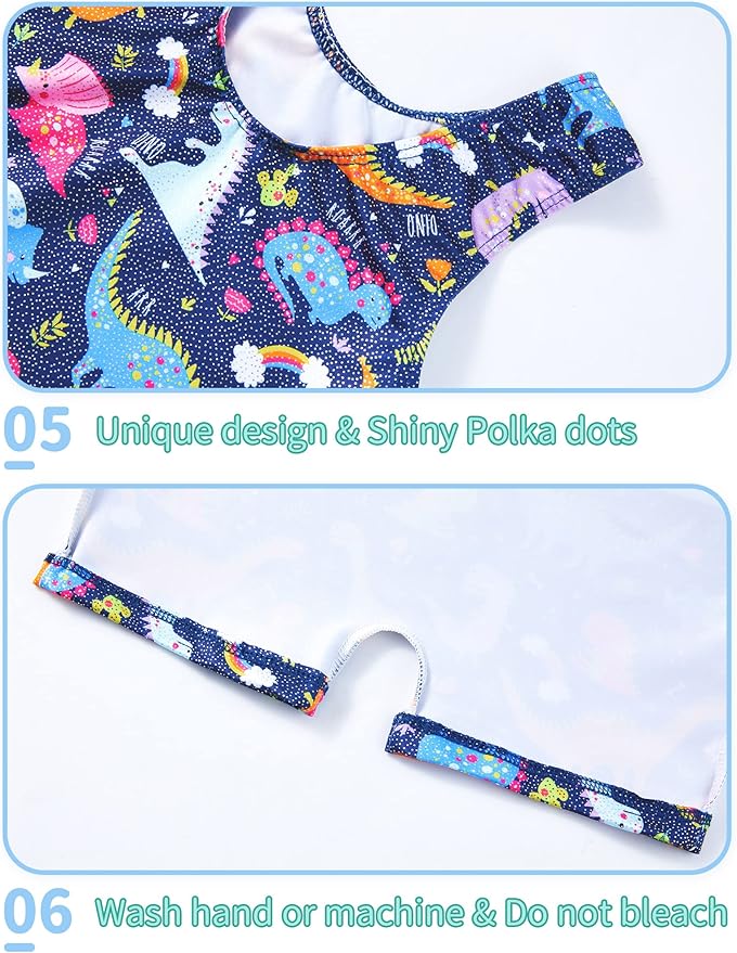 Nymphperi 2 Packs Gymnastics Leotard for Girls Sparkle Biketards with Shorts Kids Sleeveless Unitard One-Piece Dancewear