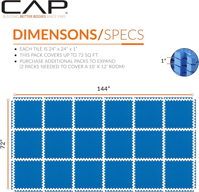 CAP Barbell Interlocking EVA Foam Exercise Puzzle Mat Home Gym Flooring | Multiple Options