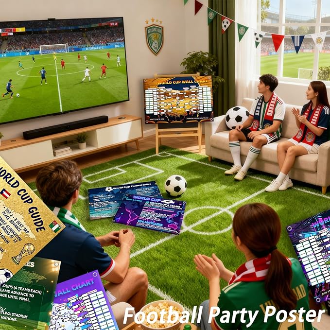TOKLYUIE World Cup Schedule Poster 2026 Double-Sided Tear-Resistant Printing Team Info Chart Soccer Tournament Wall Chart Gift for Fans
