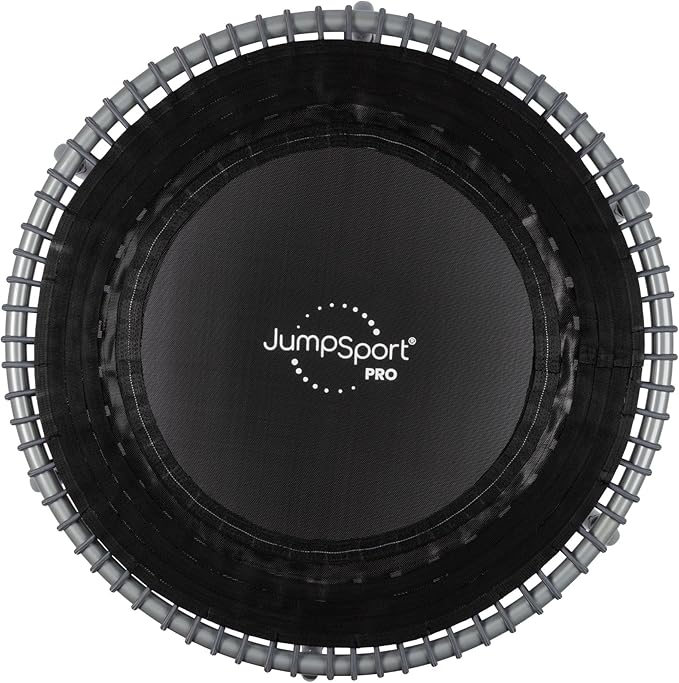 JumpSport 350 PRO Fitness Trampoline, Cardio Workout, No-Tip Arched Legs Home Gym Equipment, Adjustable Bungees & 60 Day Trial Video