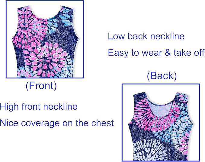 Domusgo Gymnastics Leotards for Girls Sparkly One-Piece Pro Kids Unitard Biketards with Shorts