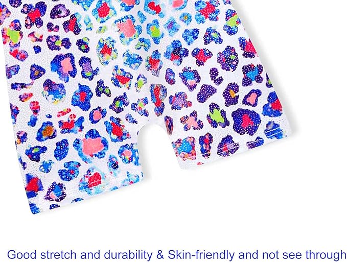 Domusgo Gymnastics Leotards for Girls Sparkly One-Piece Pro Kids Unitard Biketards with Shorts