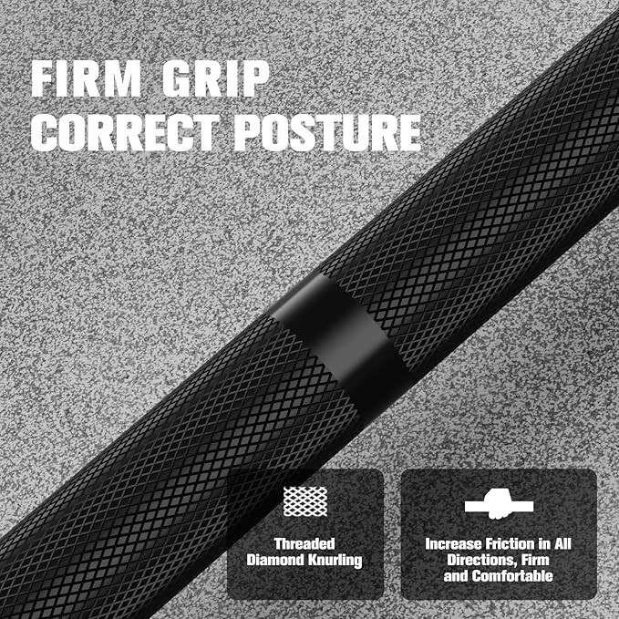 RITFIT 7FT Olympic Barbell for Strength and Weightlifting Training - 2 Inch Olympic Bar for Squat, Deadlift, Bench Press, Curl, Overhead Press - 600lbs/1000lbs/1200lbs Capacity