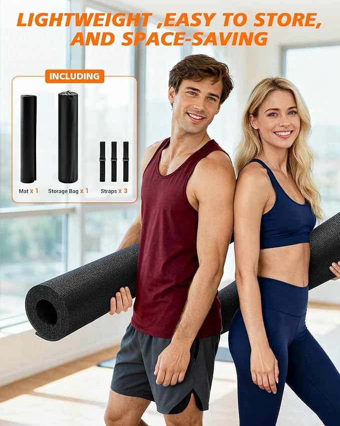 Large Exercise Mat for Home Gym & Garage Flooring- 6'x4' /7'x5'/10'x6' (8mm), Non-Slip, High-Density & Shoe-Friendly | Thick Workout Mats for Yoga, Cardio, Jump Rope, MMA, Weights
