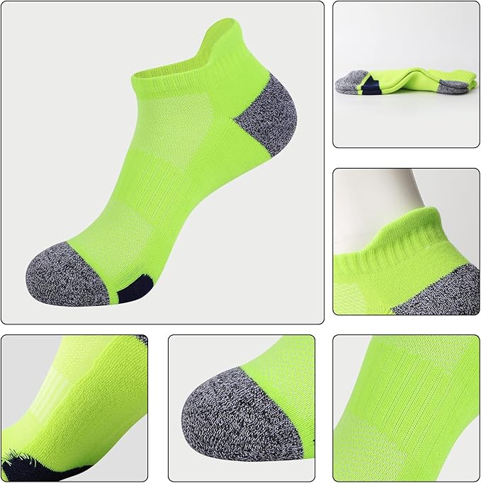 JOYNÉE Mens Ankle Athletic Low Cut Socks Running Sports Cushioned Sock for Men 6 Pack