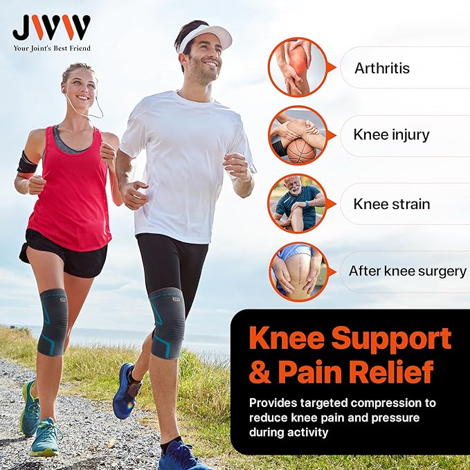 Knee Compression Sleeve, 2 Pack Knee Brace for Women Men Knee Pain Relief, Running Knee Support, Knee Braces for Meniscus Tear ACL Arthritis Recovery, Rodilleras para Gym Fitness (Blue, XL)