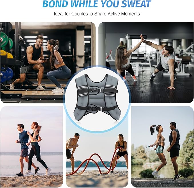 ZELUS Weighted Vest, 6lb/8lb/12lb/16lb/20lb/25lb/30lb Weight Vest with Reflective Stripe for Workout, Strength Training, Running, Fitness, Muscle Building, Weight Loss, Weightlifting