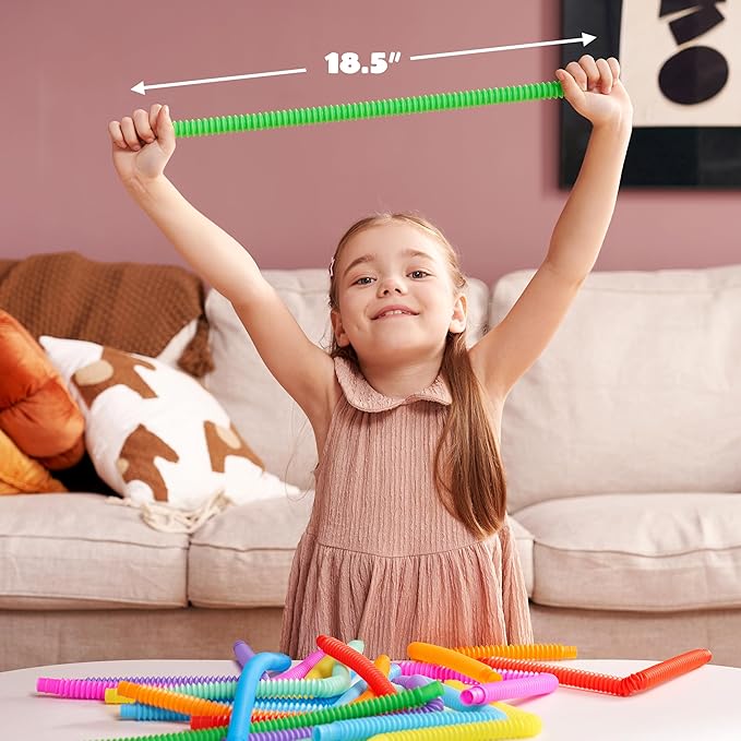 JOYIN 72 Pack Pop Tubes, Sensory Toys (Small) Fidget Toys Party Favors - 9 Colors, Creativity Learning & Fun for Toddler Kids - Perfect for Christmas Goodie Bags, Classroom School Reward