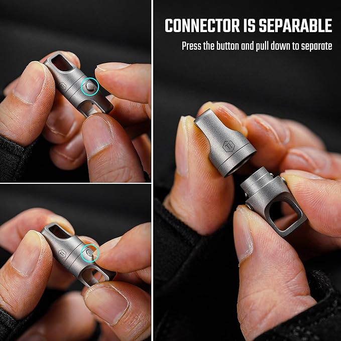 KeyUnity KA48 Titanium Magnetic Quick-Release Keychain, 360° Swivel Double-End Connector with Dual-Button Safety, 20kg Load, for Car Keys, USB Drives, and EDC Tools 2Pcs