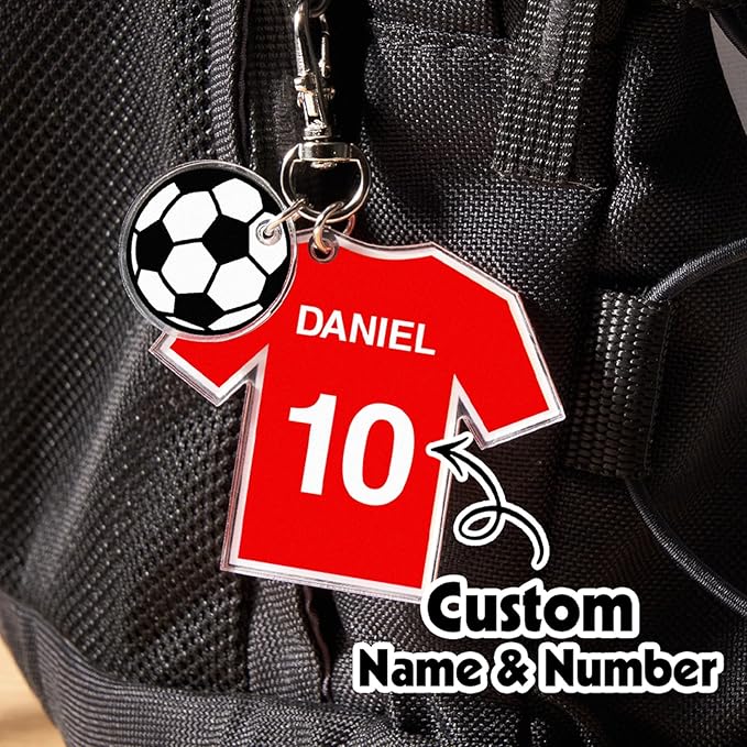 Custom Acrylic Soccer Keychain, Personalized Name on 2D Printed Soccer Uniform, Gift for Medical Professionals