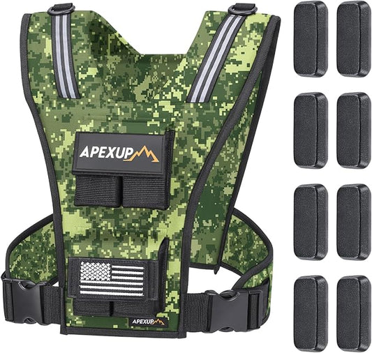 APEXUP Adjustable Weighted Vest Men 20lbs/30lbs/40lbs Weights with Reflective Stripe, Weight Vest Woman Workout Vest for Strength Training Running Walking