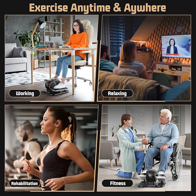 ANCHEER Elliptical Machine,Under Desk Elliptical Machine - Electric Pedal Exerciser with 12 Speed Levels, Quiet Operation, LCD Display & Remote Control - Portable Leg Exerciser for Home Office