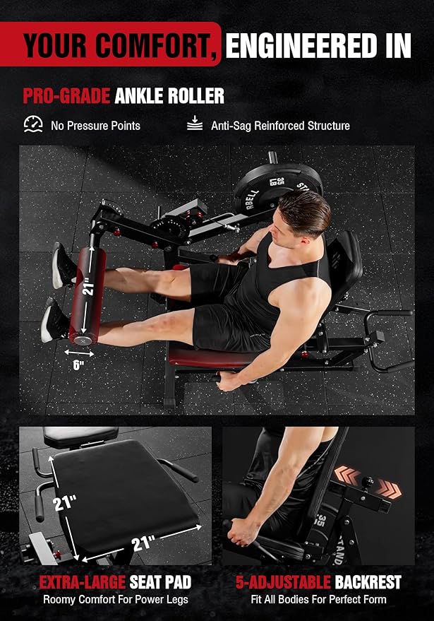 Mikolo Leg Extension and Curl Machine, Adjustable Leg Curl Machine, Seated Leg Extension and Lying Curl Machine for Home Gym, Leg Workout Equipment with Cable System