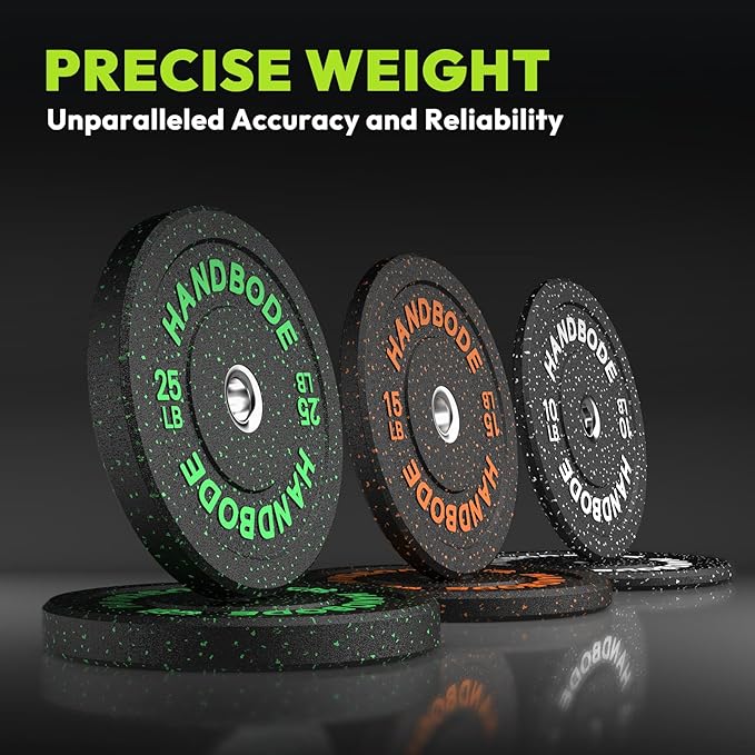 2-Inch Weight Plates High Bounce, Olympic Bumper Plate Set 45/100/160/190/260/300lb, Colored Weight Plates Set for Home Gym, Barbell Weights Rubber Strength Training Plate for Weight Lifting
