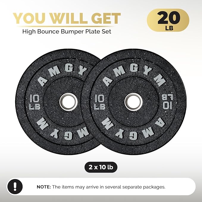 2 Inch Bumper Plates，10-500lbs，Barbell Rubber Olympic Weight Plates Set for Home Gym, Strength Training & Weight Lifting, Multiple Options Colors